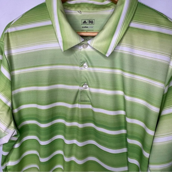 Adidas Men's Adult Size XL Polo Golf Climacool Green Polyester Short Sleeve - Picture 9 of 12